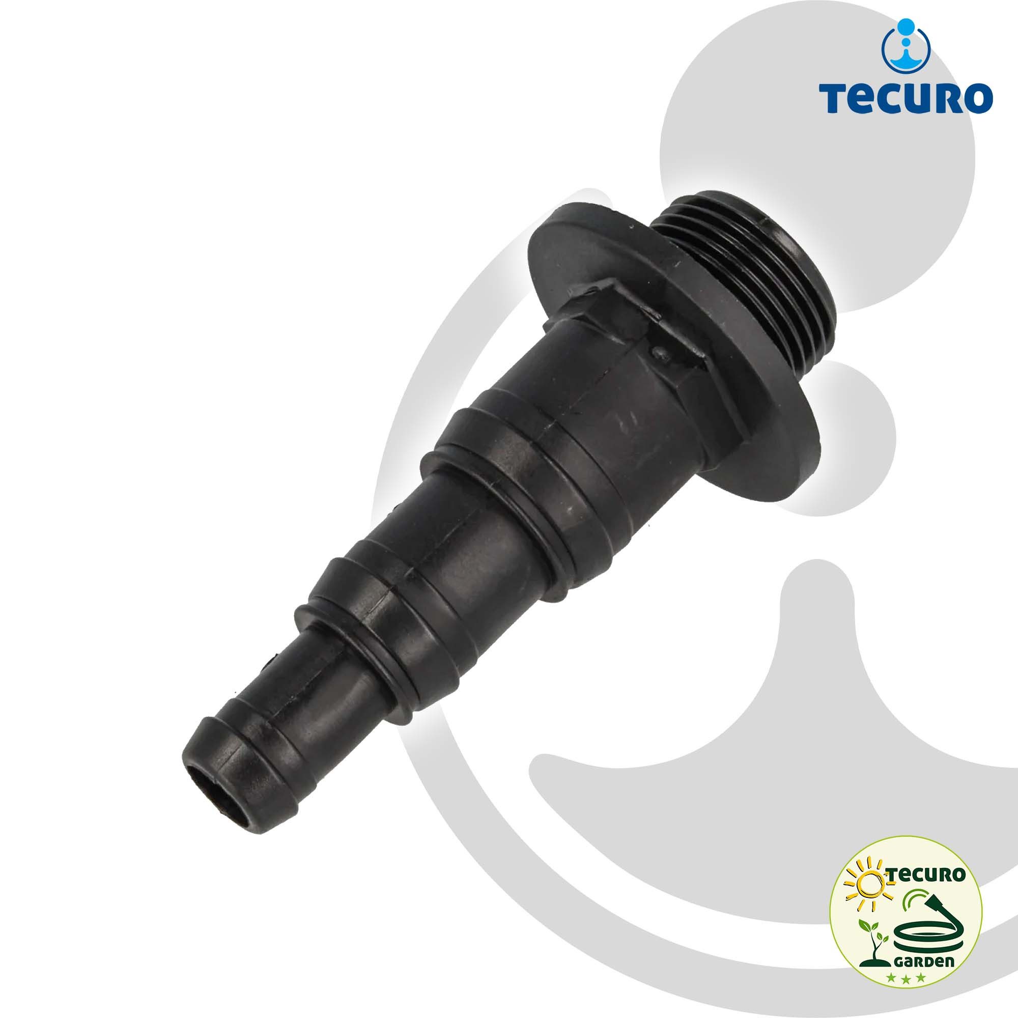 tecuro Wasserrohr Durchführung mit Schlauchtülle Ø 12/19/25 mm - PP schwarz, 1 Zoll AG