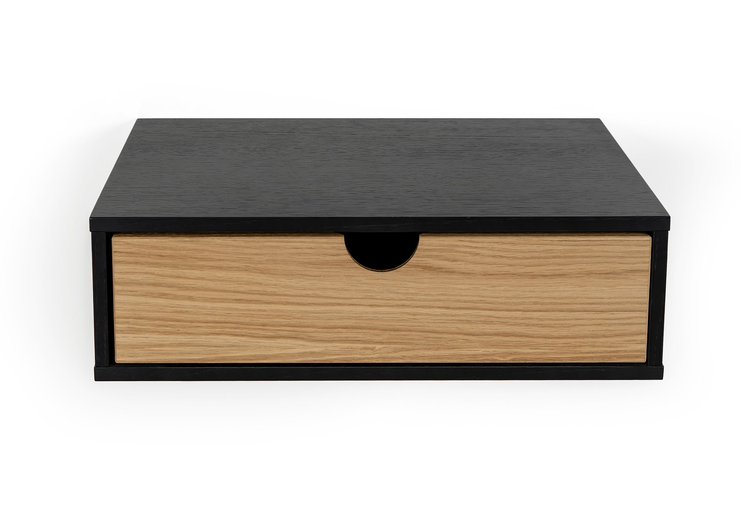Woodman Nachttisch Farsta, Beistelltisch, Ablage mit Schublade, Holzfurnier aus Eiche, Breite 40 cm, Wandmontage, FSC®