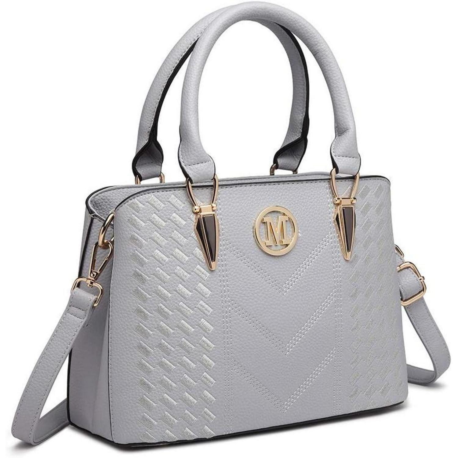 LuxusKollektion Handtasche Damen Handtasche Mittelgroß Lychee Muster Kunstleder Hellgrau