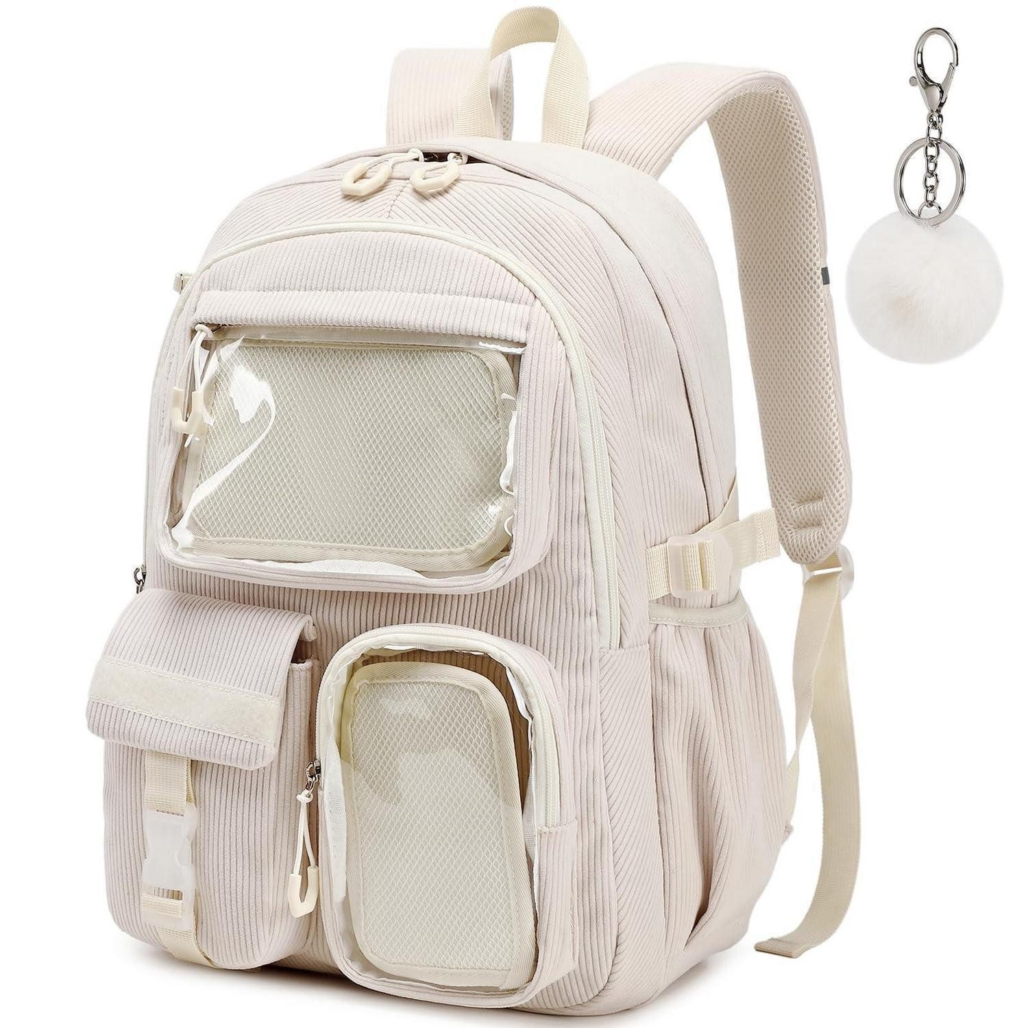 LuxusKollektion Schulranzen Rucksack Mädchen Cord Beige