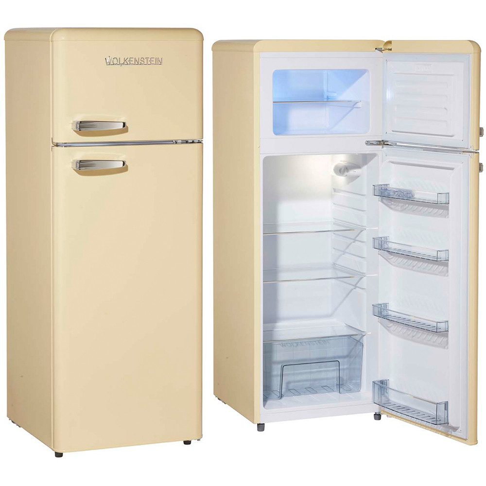 Wolkenstein Kühl-/Gefrierkombination GK212.4RT SC, 145.6 cm hoch, 54.5 cm breit, Kühlschrank Retro creme 211 Liter