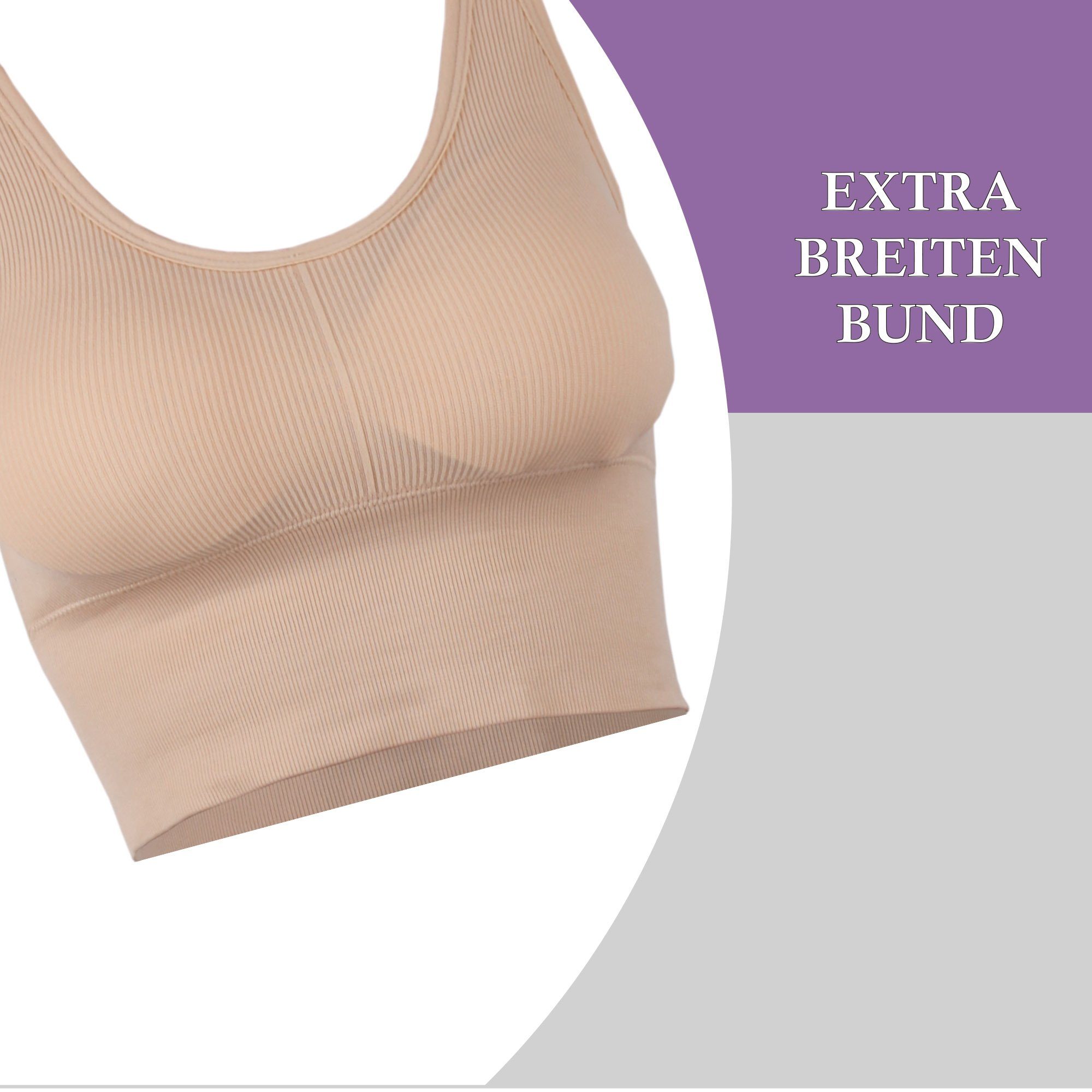 hemmy Fashion Push-up-BH Komfort BH - mit breiten Unterbrustband Damen Basic Wohlfühl BH "mit Push-Up" Sport Bralette - ohne Bügel