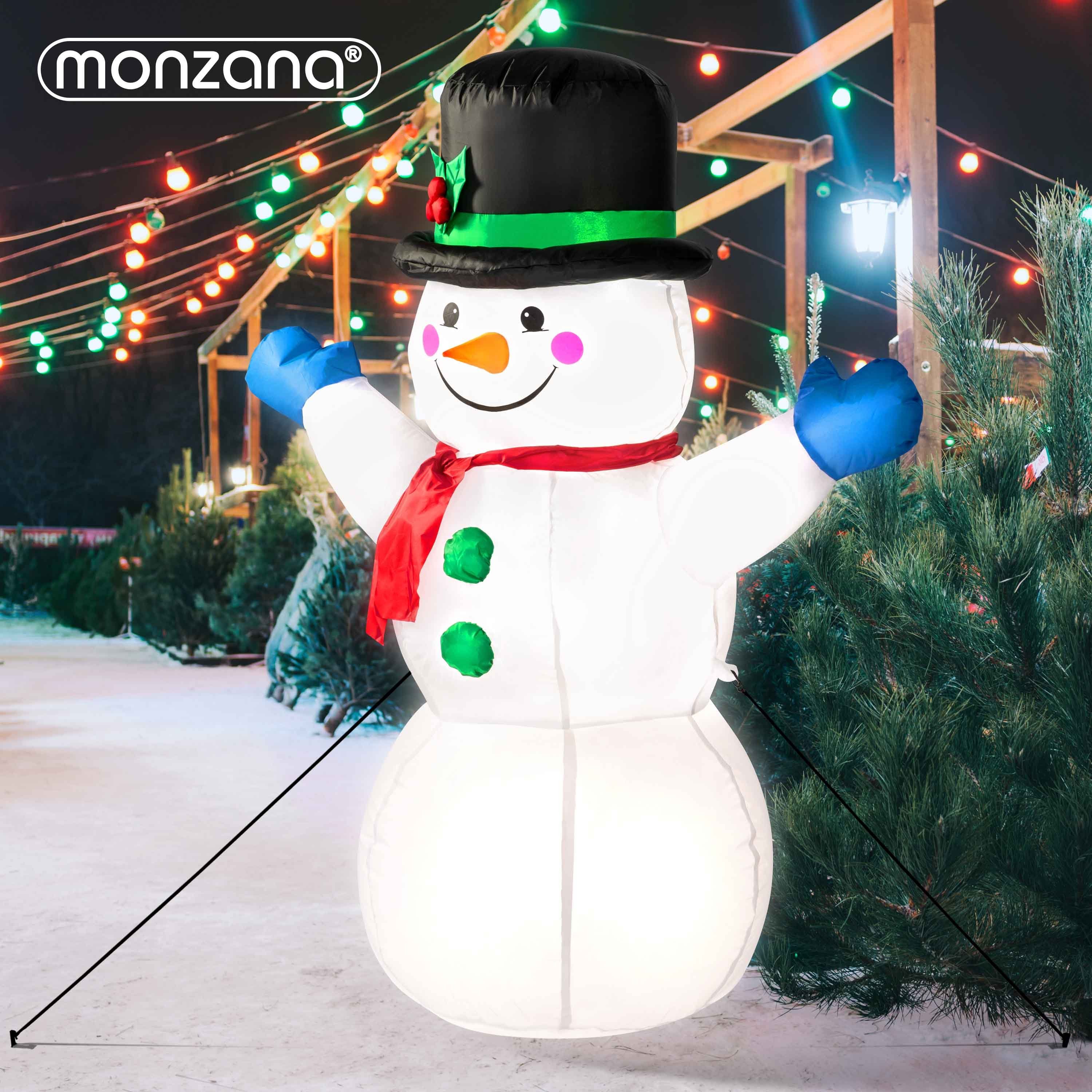 LED XL Schneemann, monzana 120cm Aufblasbarer Außen Beleuchtet Befestigungsmaterial IP44