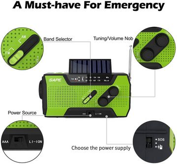 Uniquebella Solarradio, Handkurbel, AM/FM Wetterradio Notfallradio (Baustellenradio, LED Taschenlampe, Leselampe, SOS-Alarm, Vielseitige Auflademöglichkeiten, Kompakt und wasserdicht)