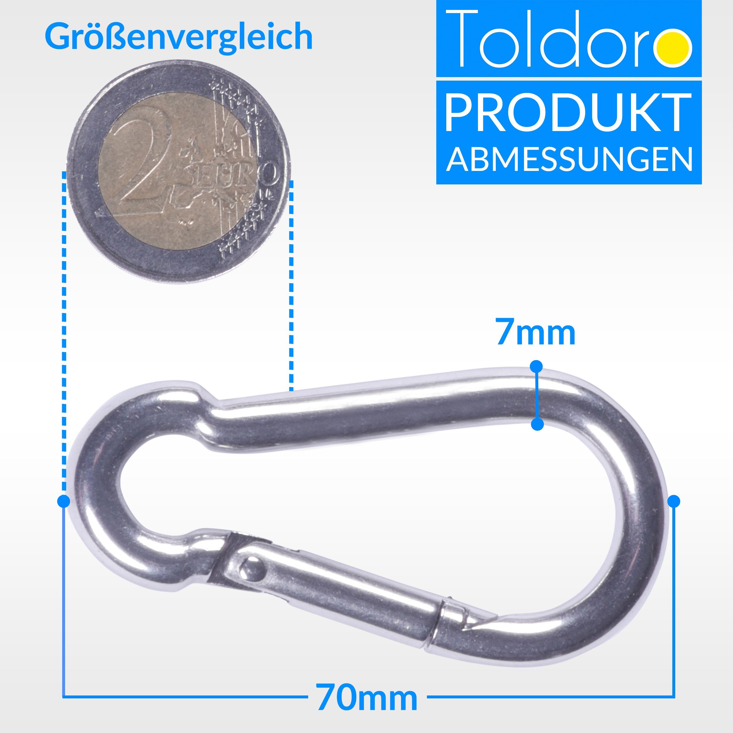 Karabinerhaken Edelstahl St), V4A V4A Feuerwehrkarabiner Schnapphaken Karabiner Feuerwehrkarabiner, Karabiner Karabinerhaken 70mm 5x Schnapphaken (5 Toldoro 70mm Edelstahl 5x Karabiner