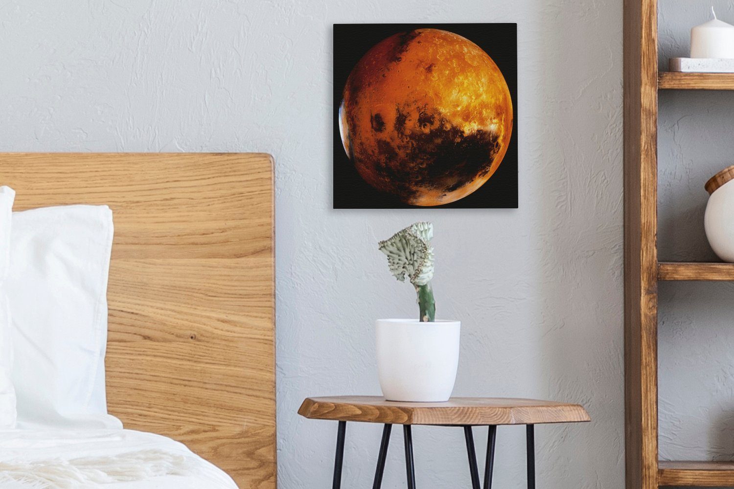 OneMillionCanvasses® Leinwandbild Der Planet Mars Wohnzimmer Leinwand Bilder an dunklen (1 Schlafzimmer Himmel, St), einem für