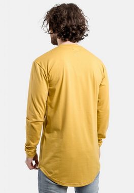 Blackskies T-Shirt Side Zip Long Sleeve Longline T-Shirt Mustard X-Large