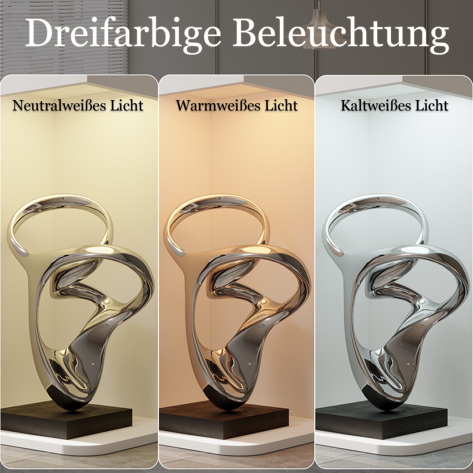 FUFU&GAGA Empfangstheke Empfangstheke mit LED-Beleuchtung, Weiß, MDF, 120×50×110 cm – Bild 4 von 5