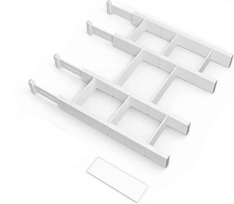 Coonoor Schubladeneinsatz Bambus-Schubladenteiler Verstellbarer Schubladenorganisator, 4 Teiler mit 9 kleinen Teilern