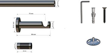 Gardinenstange Kapstadt, indeko, 1-läufig, Wunschmaßlänge, verschraubt, Eisen