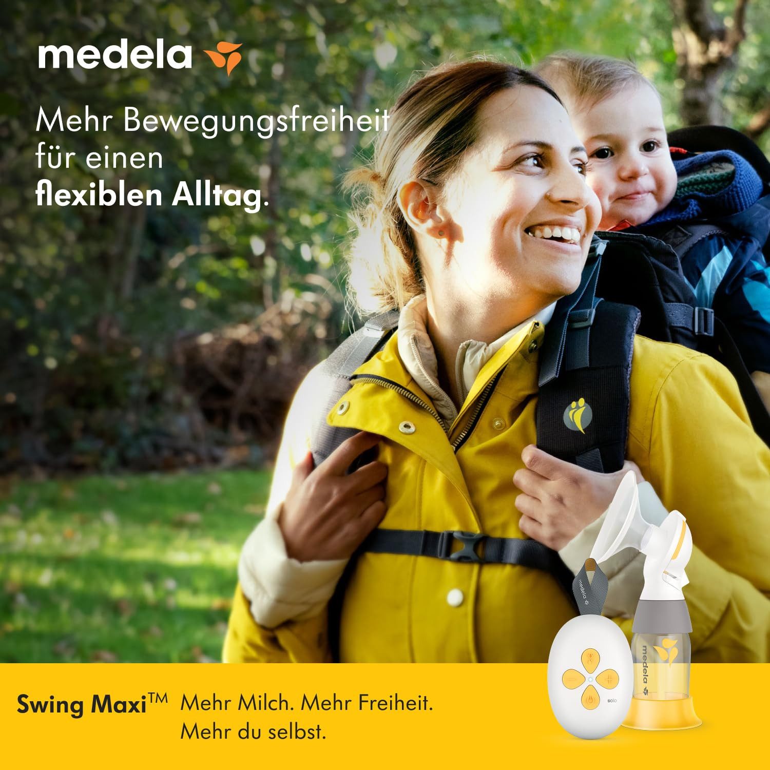 MEDELA Elektrische Doppelmilchpumpe SWING MAXI Milchpumpe mit 6 Abpumpvorgänge, Beidseitiges Abpumpen für 18% mehr Milch