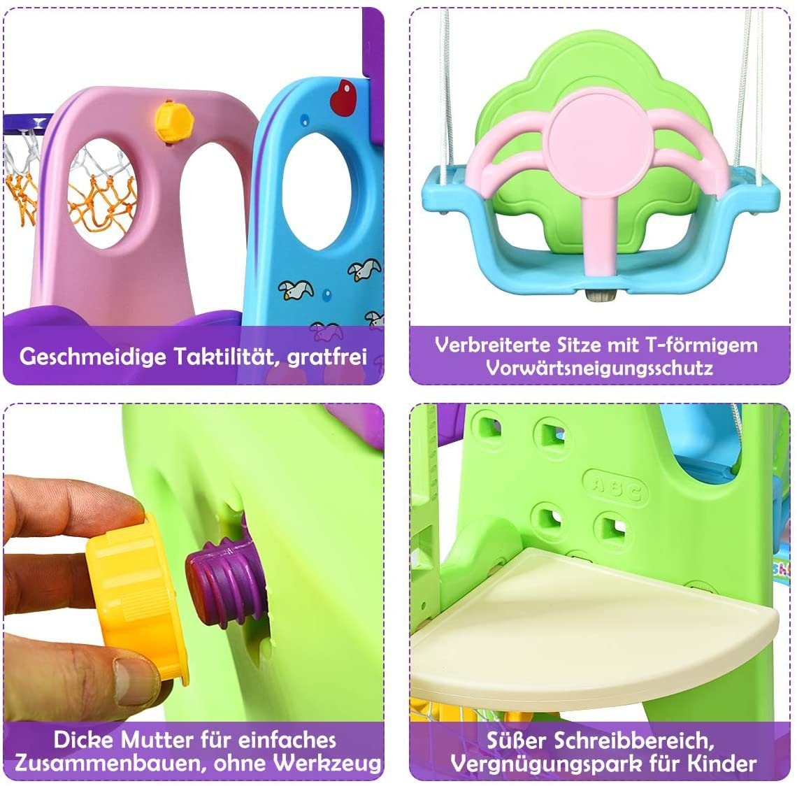 COSTWAY Rutsche Kinderrutsche, mit Schaukel, Basketballkorb günstig online kaufen