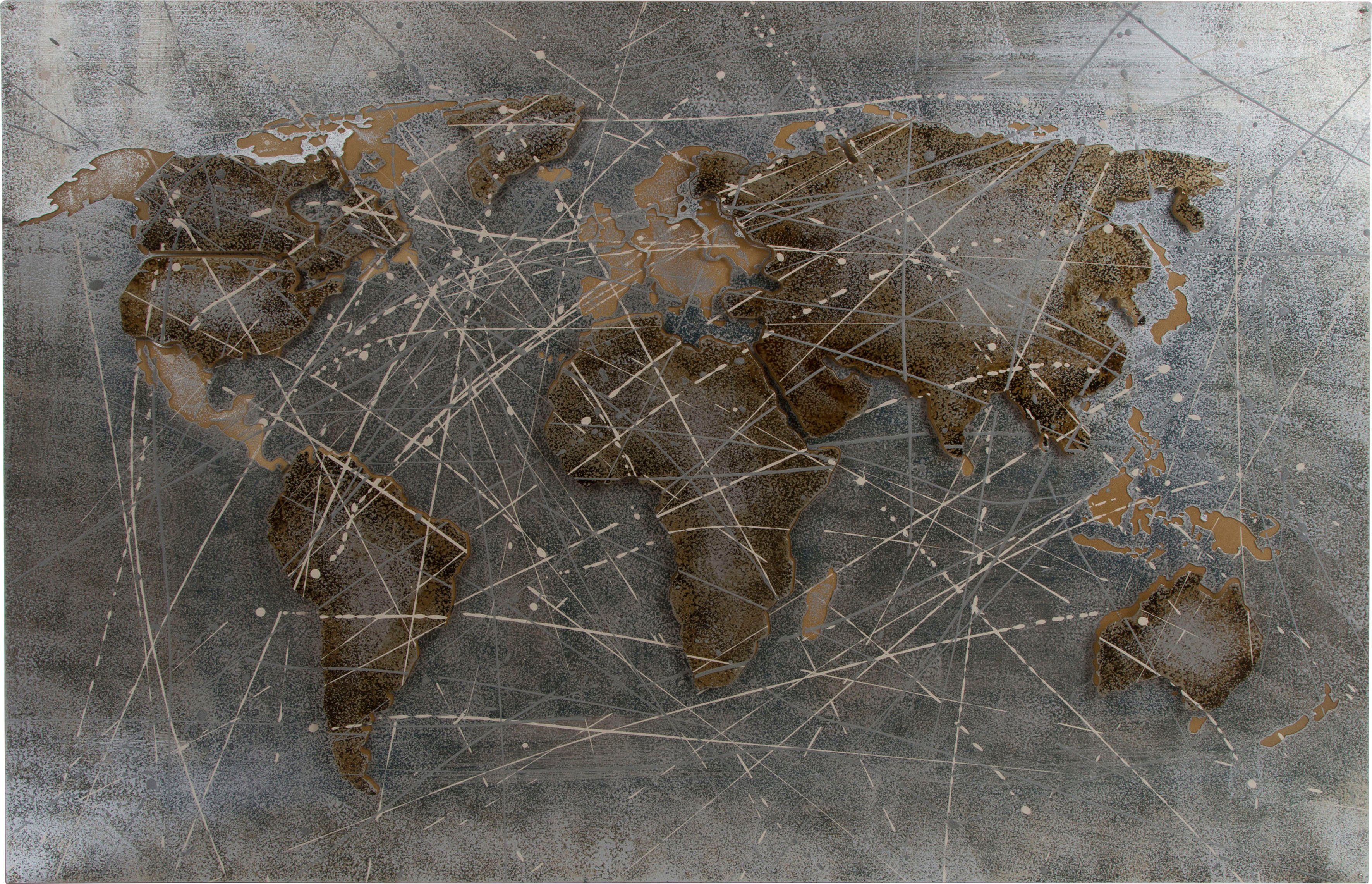 & Wohnzimmer Möbel Metall, "Earth", 120x80 Canvas Myflair mit Accessoires Weltkarte, cm, Leinwandbild Motiv