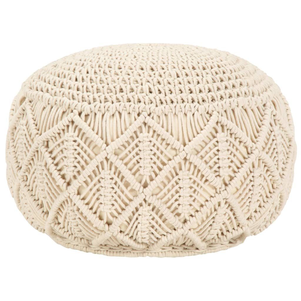 Polsterhocker aus Baumwolle in beige