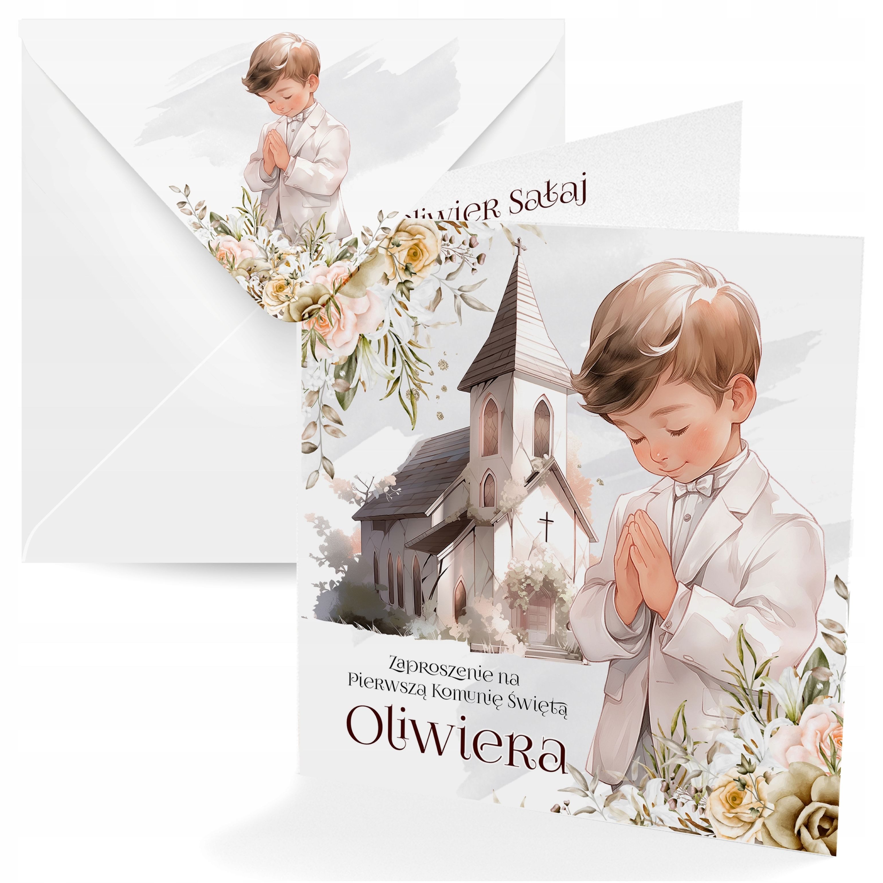 Festivalartikel Einladungskarten Einladung Kommunion Mädchen/Junge + Name personalisiert + Umschlag