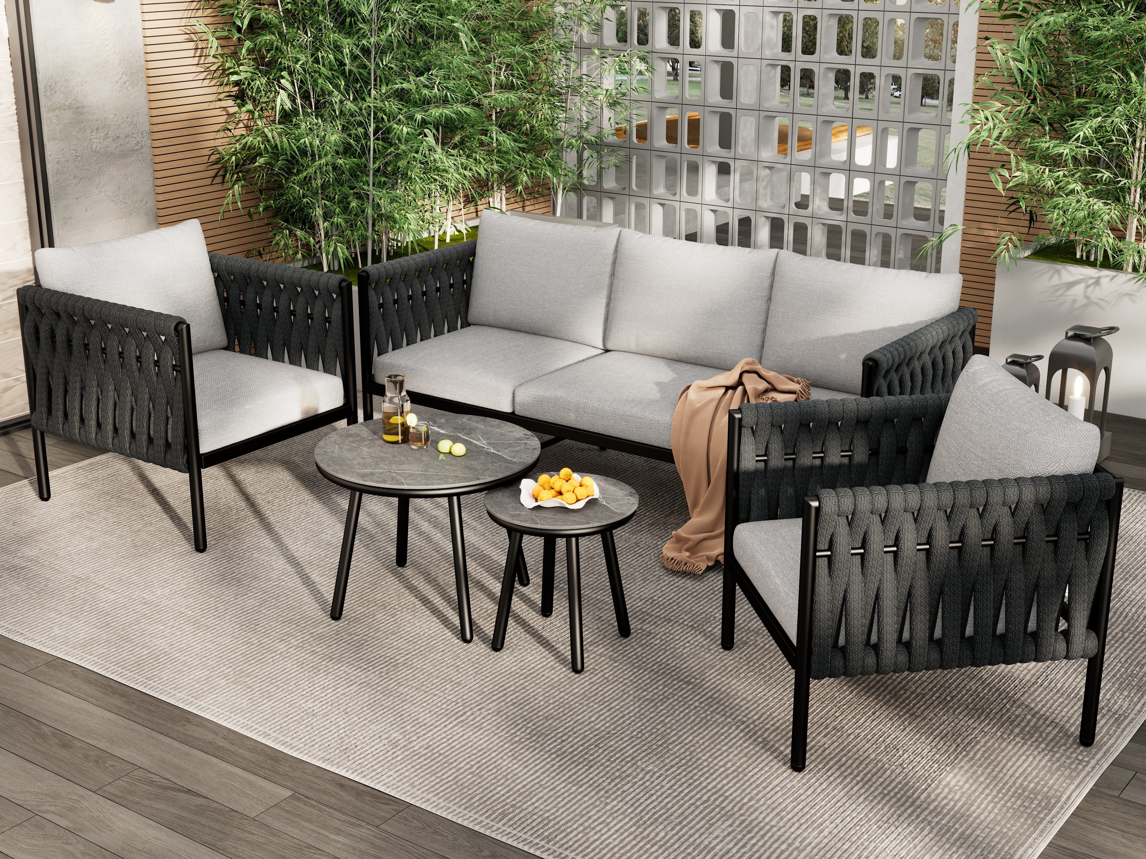 MODFU Gartenlounge-Set wetterbeständig, wasserabweisend, (Garten-Lounge-Set günstig online kaufen