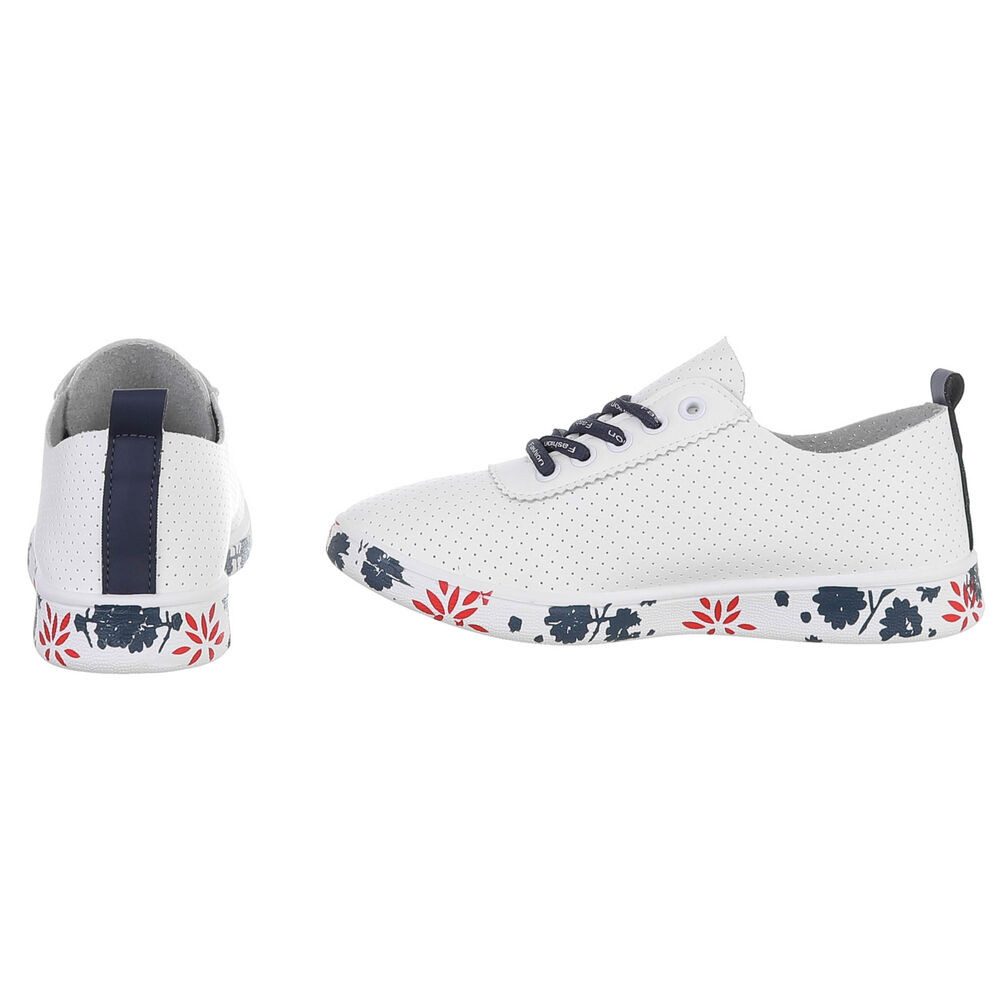 Ital-Design Stylischer Freizeitschuh mit floralem Sohlenrand Sneaker (91554308) Flach Sneakers Low in Weiß – Bild 5 von 5