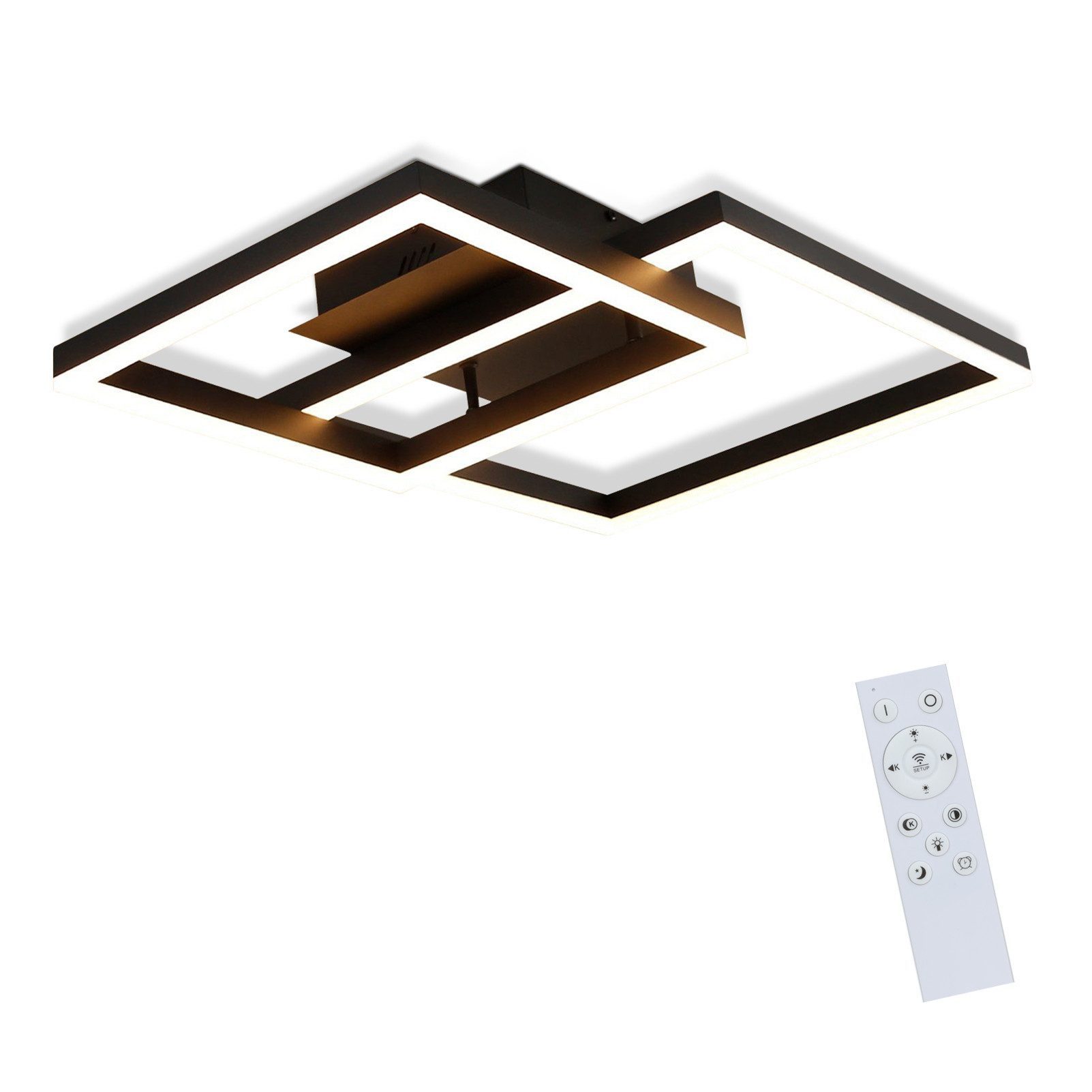 Nettlife LED Deckenleuchte LED Deckenleuchte quadratische Rahmen, Dimmbar mit Fernbedienung, LED fest integriert, Warmweiß, Neutralweiß, Kaltweiß, für Wohnzimme – Bild 5 von 5