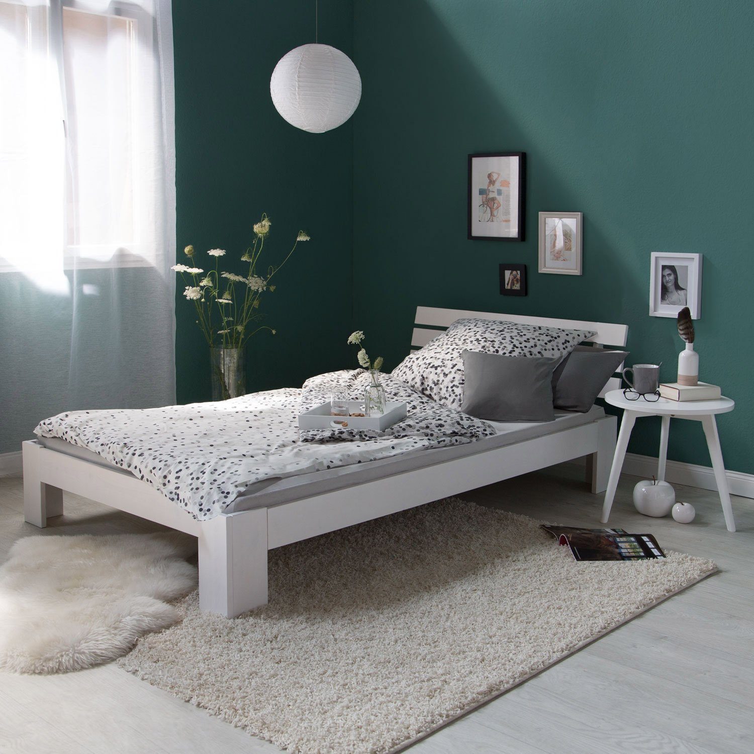 Homestyle4u Holzbett Bett Doppelbett mit Kopfteil günstig online kaufen