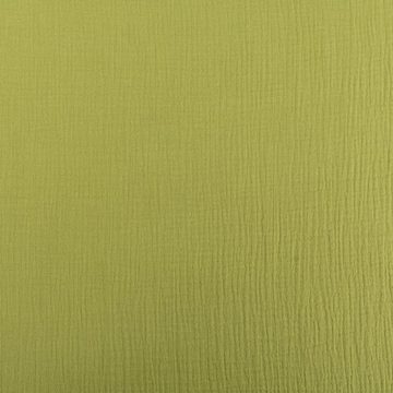 SCHÖNER LEBEN. Stoff Musselin Stoff Double Gauze einfarbig limette grün 1,35m Breite, allergikergeeignet