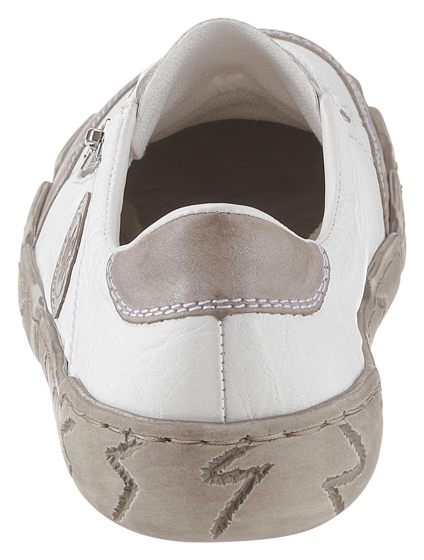 Rieker Zierreißverschluss mit Sneaker weiß-taupe