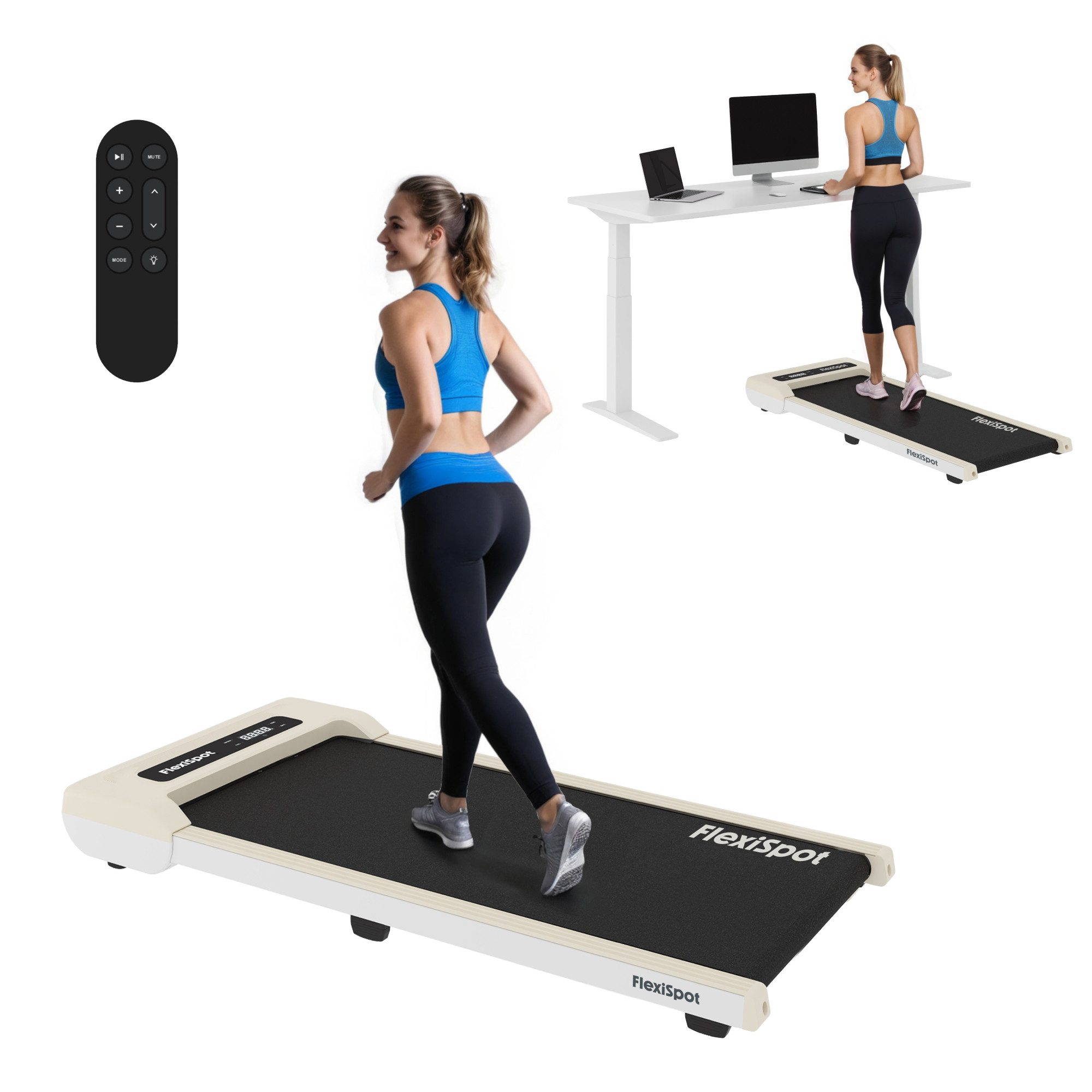 FLEXISPOT Laufband Walking Pad GP018, 1-6/10 km/h, LED-Display & Kabellose Fernbedienung (mit rutschfeste Lauffläche & 6 Stoßdämpfungspads), Mit Schmiermitteln, für Zuhause & Büro, Max. 120 KG