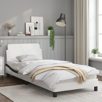 vidaXL Bett Bettgestell mit Kopfteil Weiß und Schwarz 80x200 cm Kunstleder