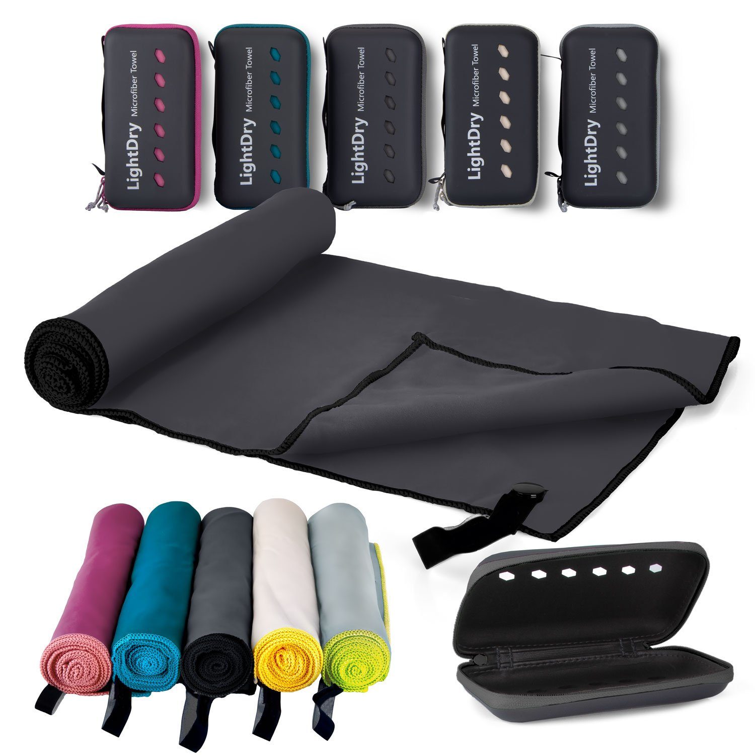 LightDry Sporthandtuch Badehandtuch Reise-Handtuch, Mikrofaser, saugfähig, leicht & antibakteriell & schnell trocknend