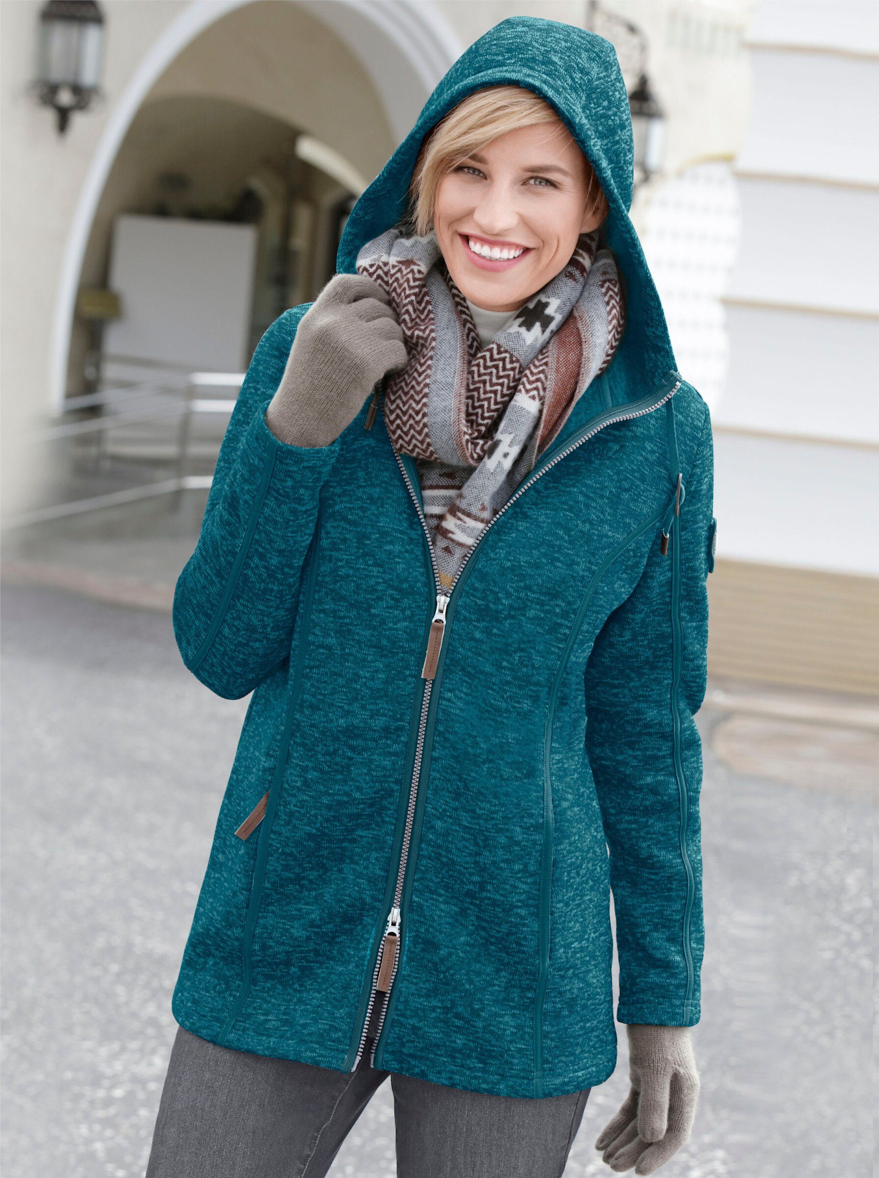 Casual Looks Kapuzenfleecejacke günstig online kaufen