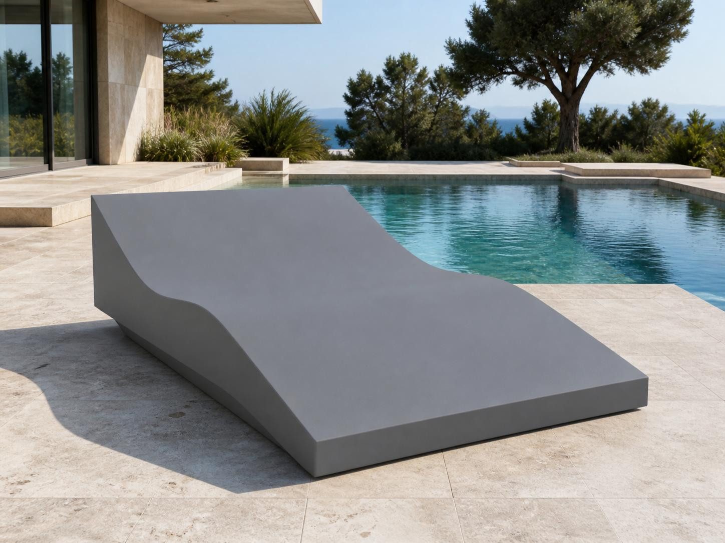 JVmoebel Doppelliege Zweisitzer Liegestuhl graues komfortables Schwimmbecken neu, Made in Europa