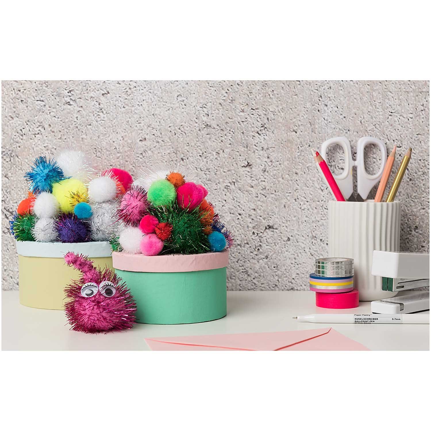 Rico Design Pompon Pompon-Set, bunt Glitter, 60-Teilig