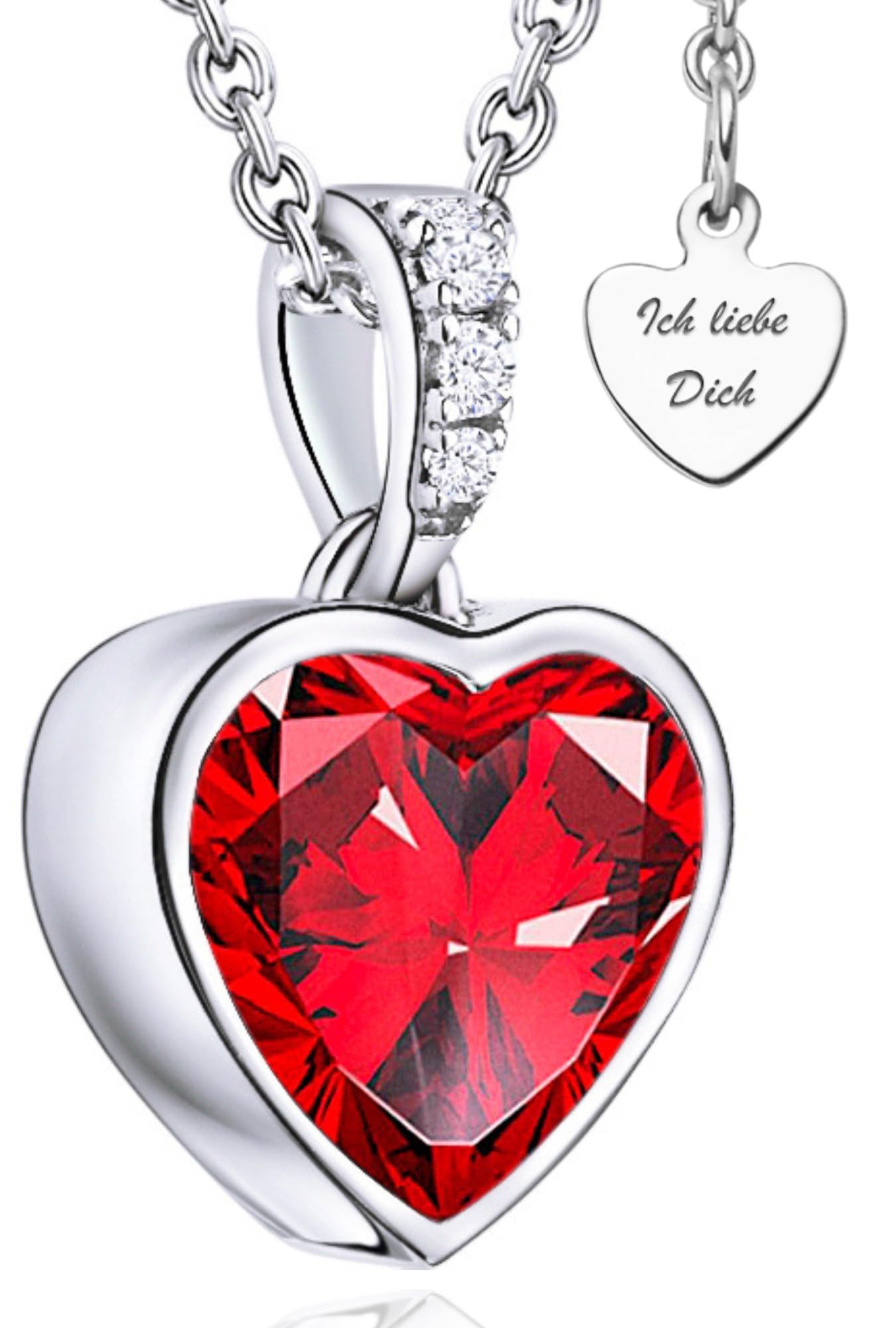 LOVENEST Herzkette Halskette Silber 925 mit rotem Stein Anhänger Silberkette Herz (Silberkette Anhänger Geschenke für Frauen Valentinstag Frau Freundin, Geschenkset Damenkette Weihnachten Set), Sie Geburtstag Hochzeitstag Liebesbeweis Liebesgeschenk Herz Schmuck