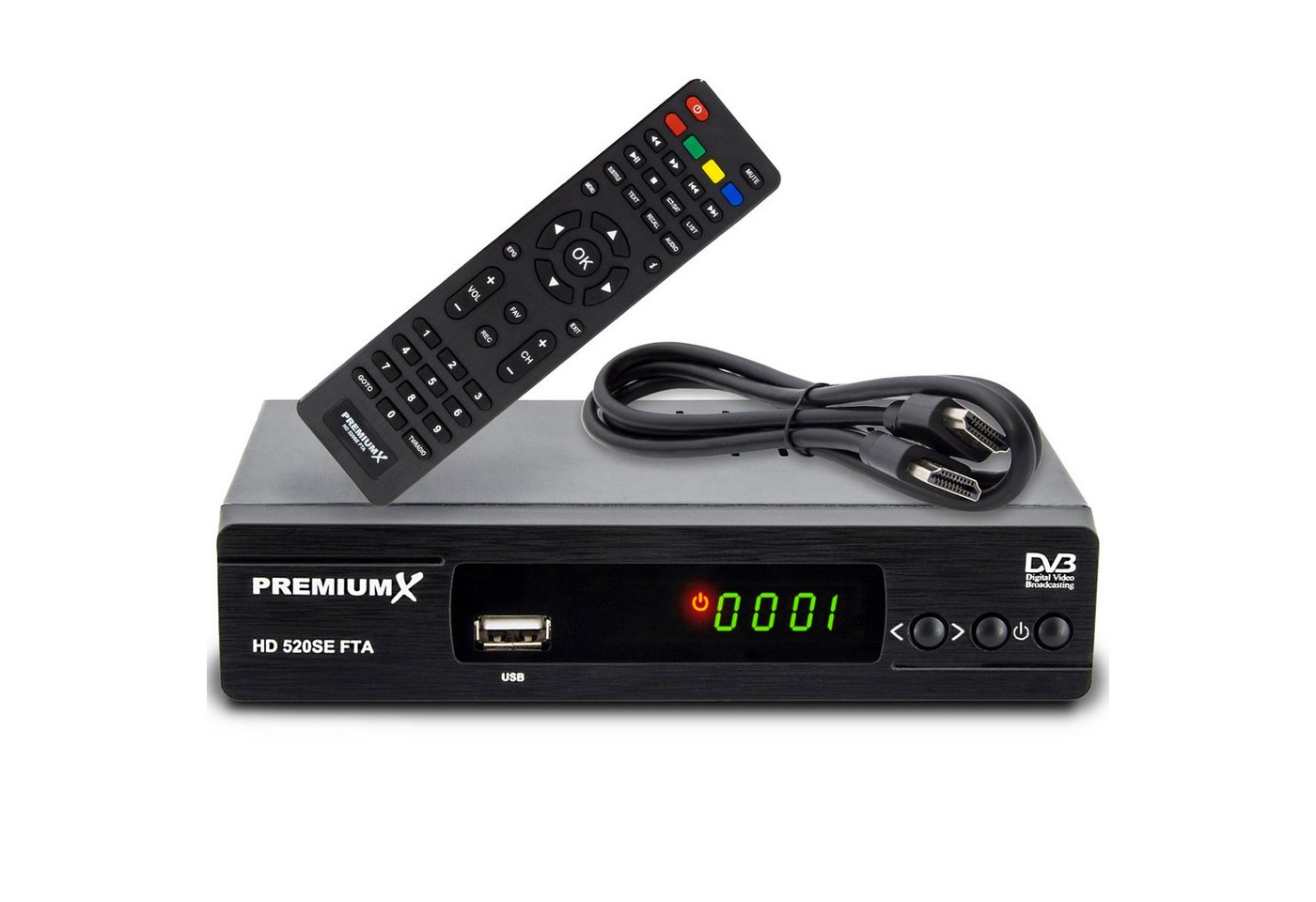 PremiumX 520SE FTA Digital Satelliten-Receiver DVB-S2 HDMI SCART USB Full HD SAT-Receiver