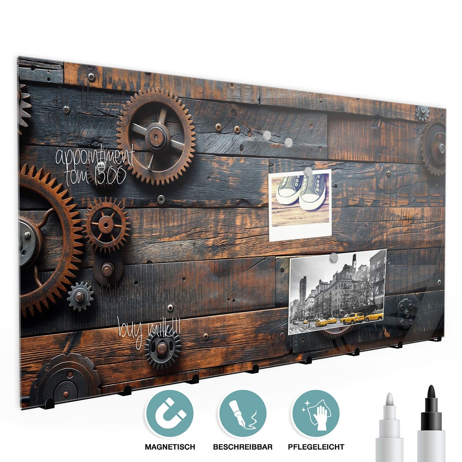 Primedeco Garderobenpaneel Kleiderhaken aus Glas Holz und Zahnräder (1 St., günstig online kaufen