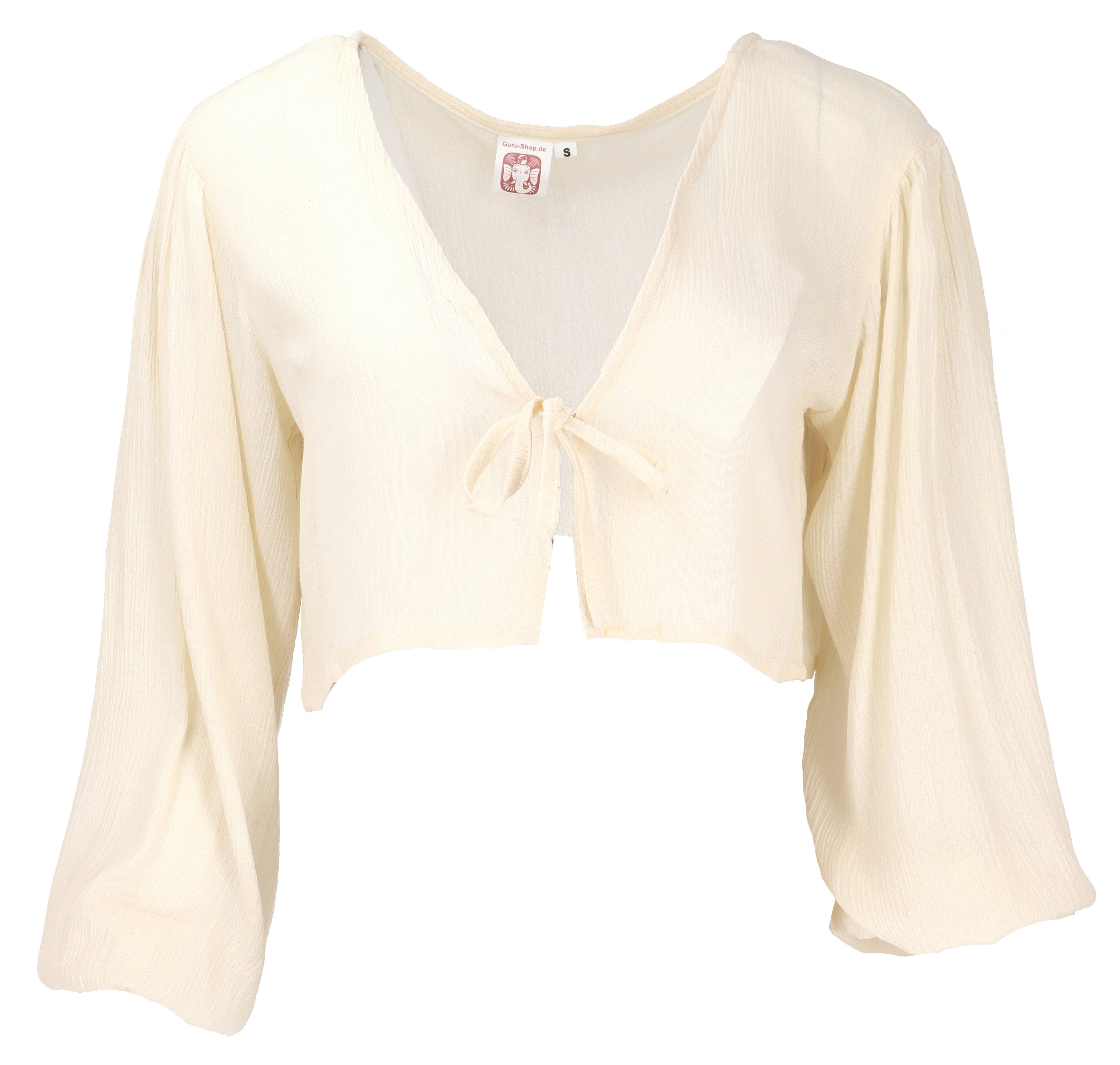Guru-Shop Longbluse Luftige offene Boho Bluse mit Pluderärmeln -..