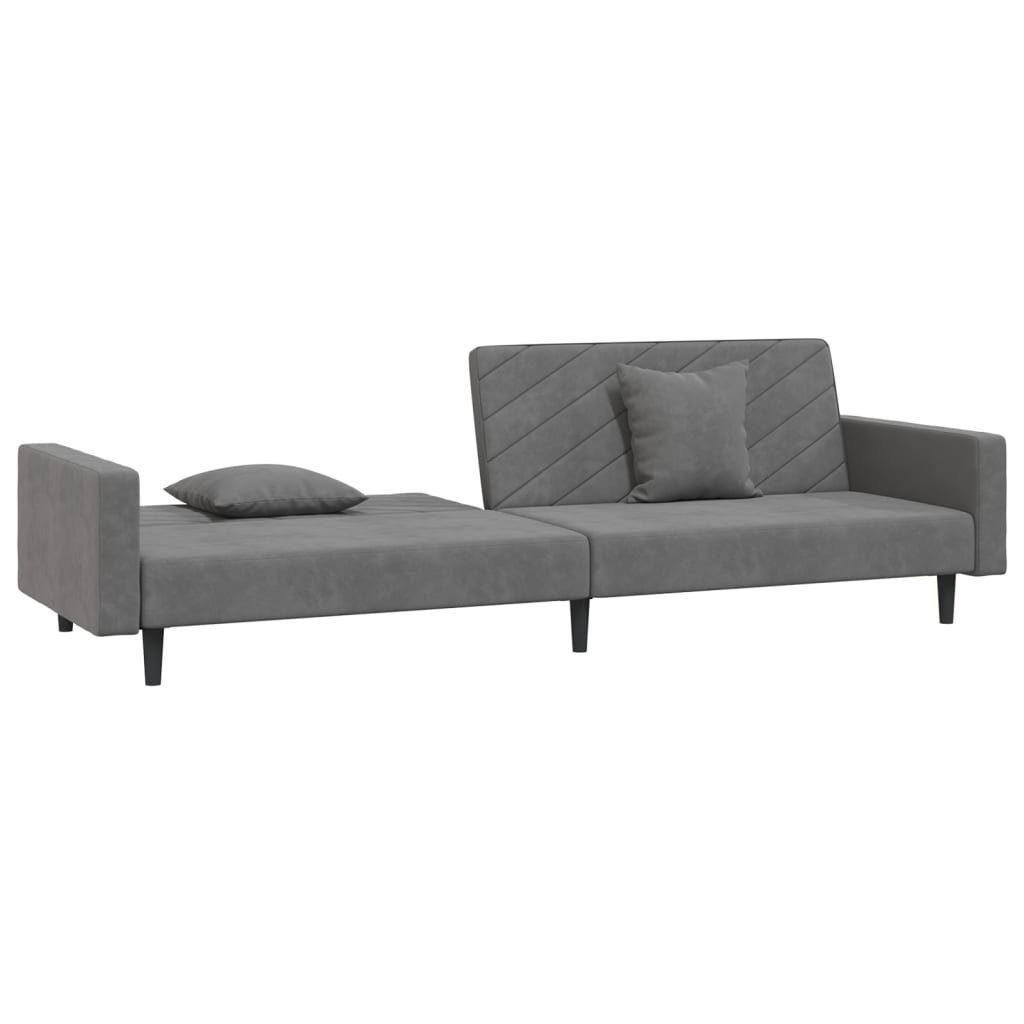 vidaXL Samt 2 2-Sitzer mit Sofa Dunkelgrau Schlafsofa Kissen