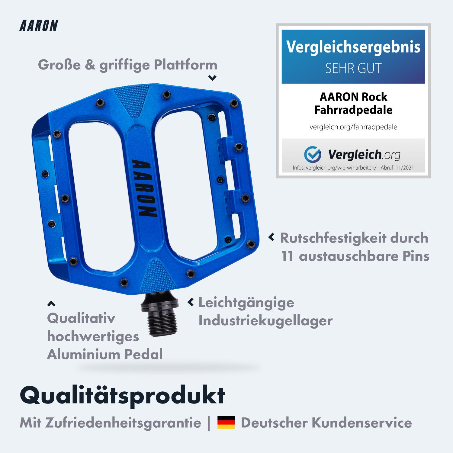 AARON Fahrradpedale Rock MTB Pedale Aluminium - Industriekugellager & austauschbare Pins