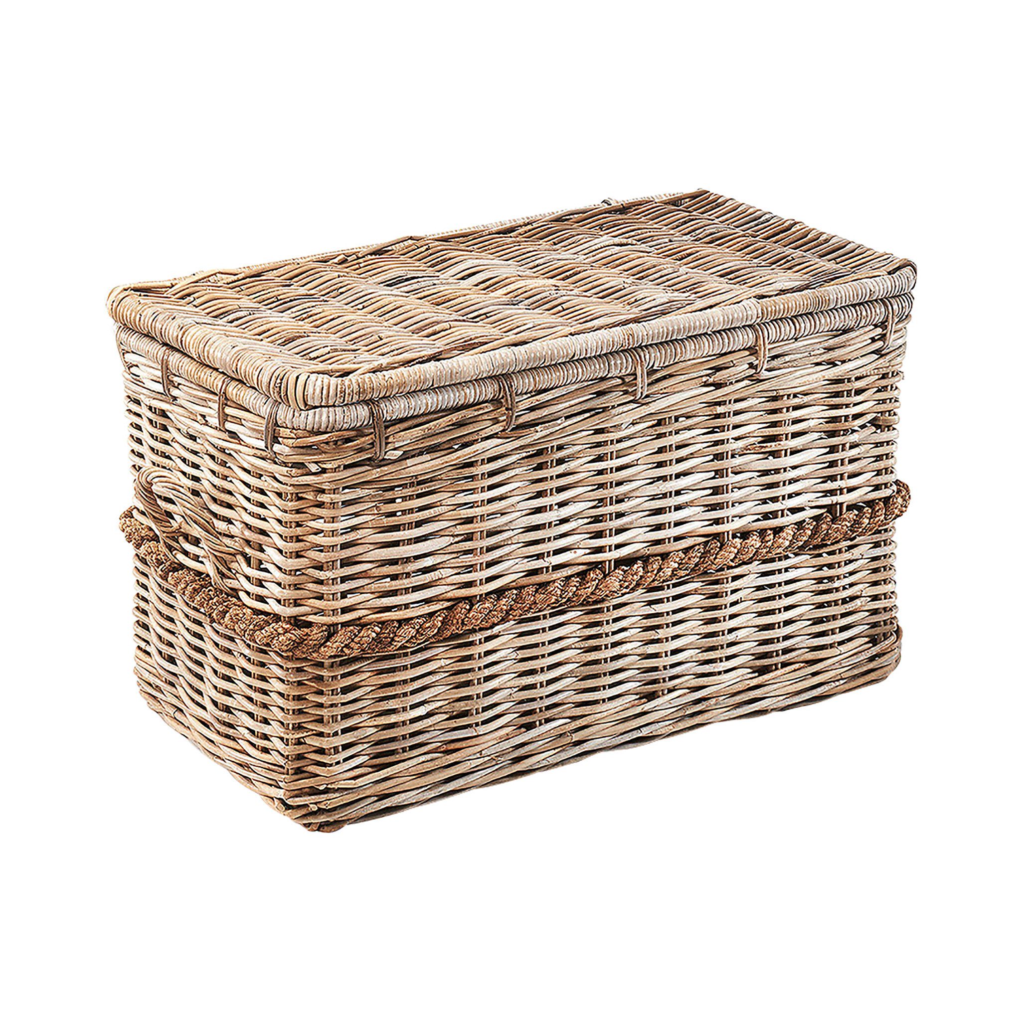 Kobolo Truhe Kiste Aufbewahrungstruhe aus Rattan Kubu Grey mit Deckel (1 St günstig online kaufen