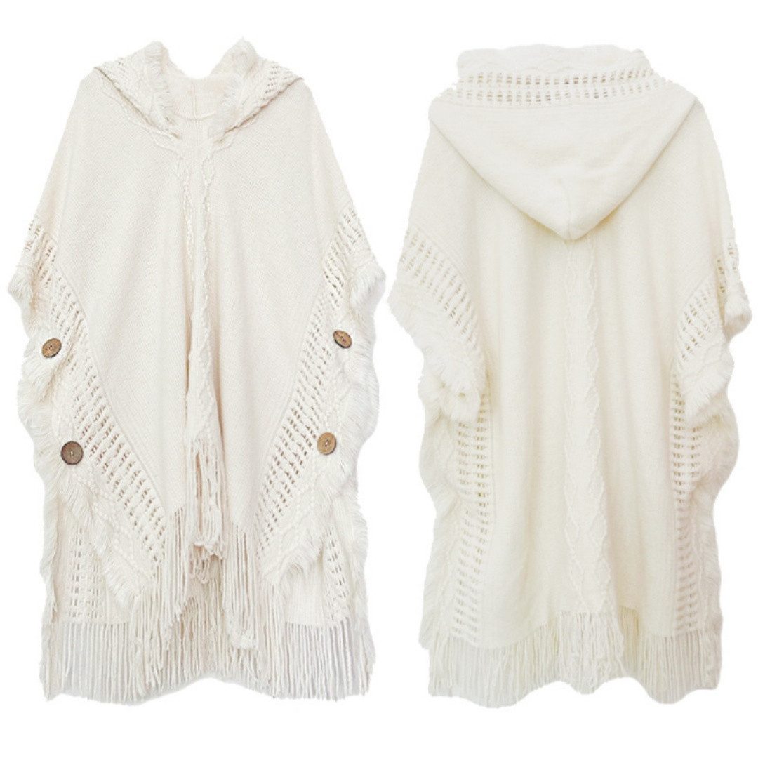 nsihing Modeschal Damen Boho Lange Poncho, Winter Warm Umhang, Damen Strick-schal mit Quasten für Herbst und Winter