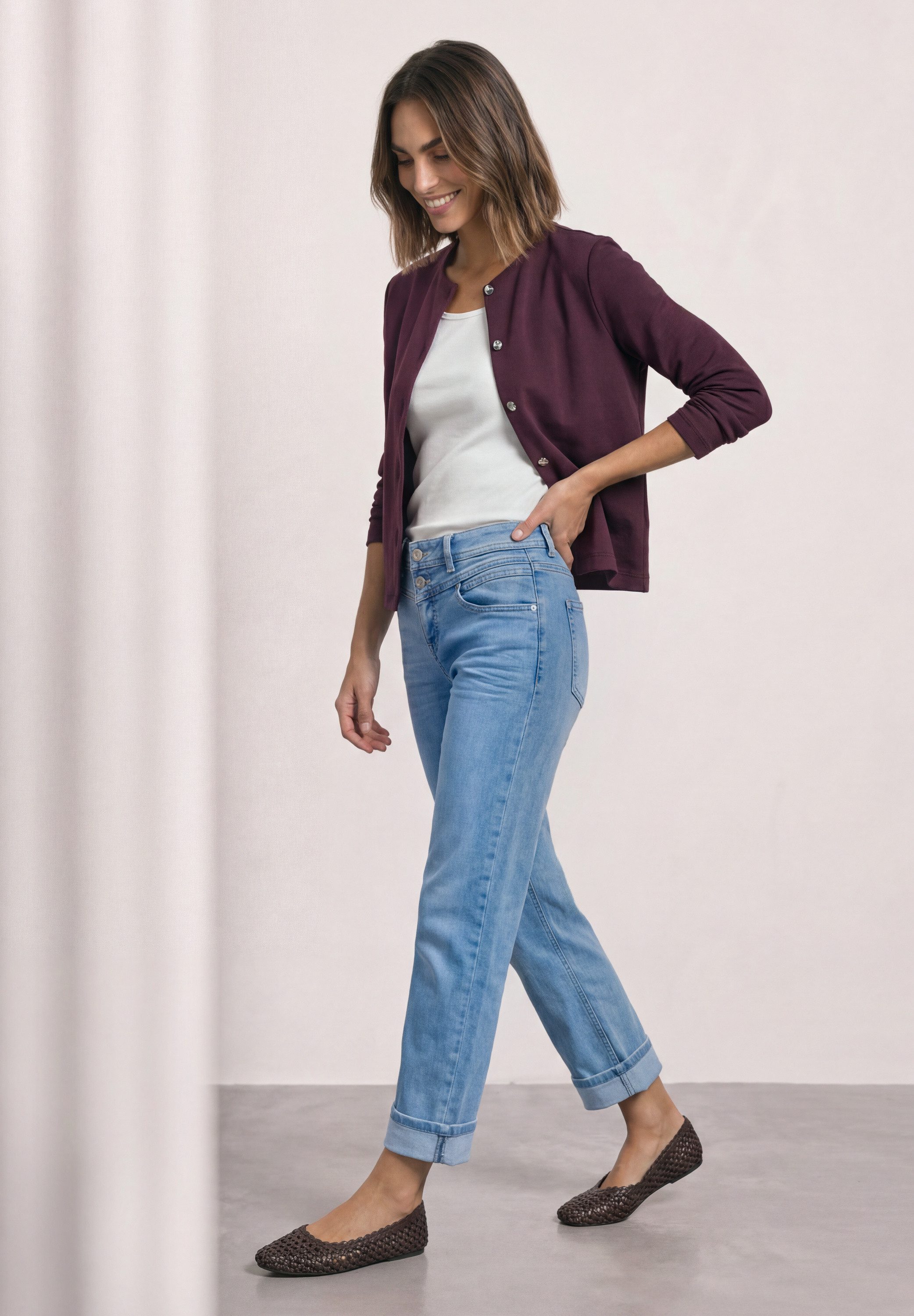 STREET ONE Shirtjacke Strick-Look Jacke / Cardigan / Dekorative Knöpfe