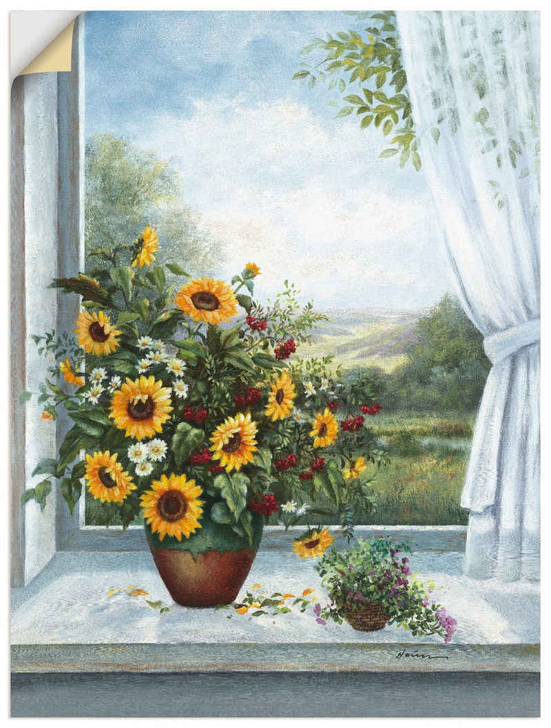 Artland Wandbild Sonnenblumen am Fenster, Arrangements (1 St), als Leinwandbild, Poster, Wandaufkleber in verschied. Größen