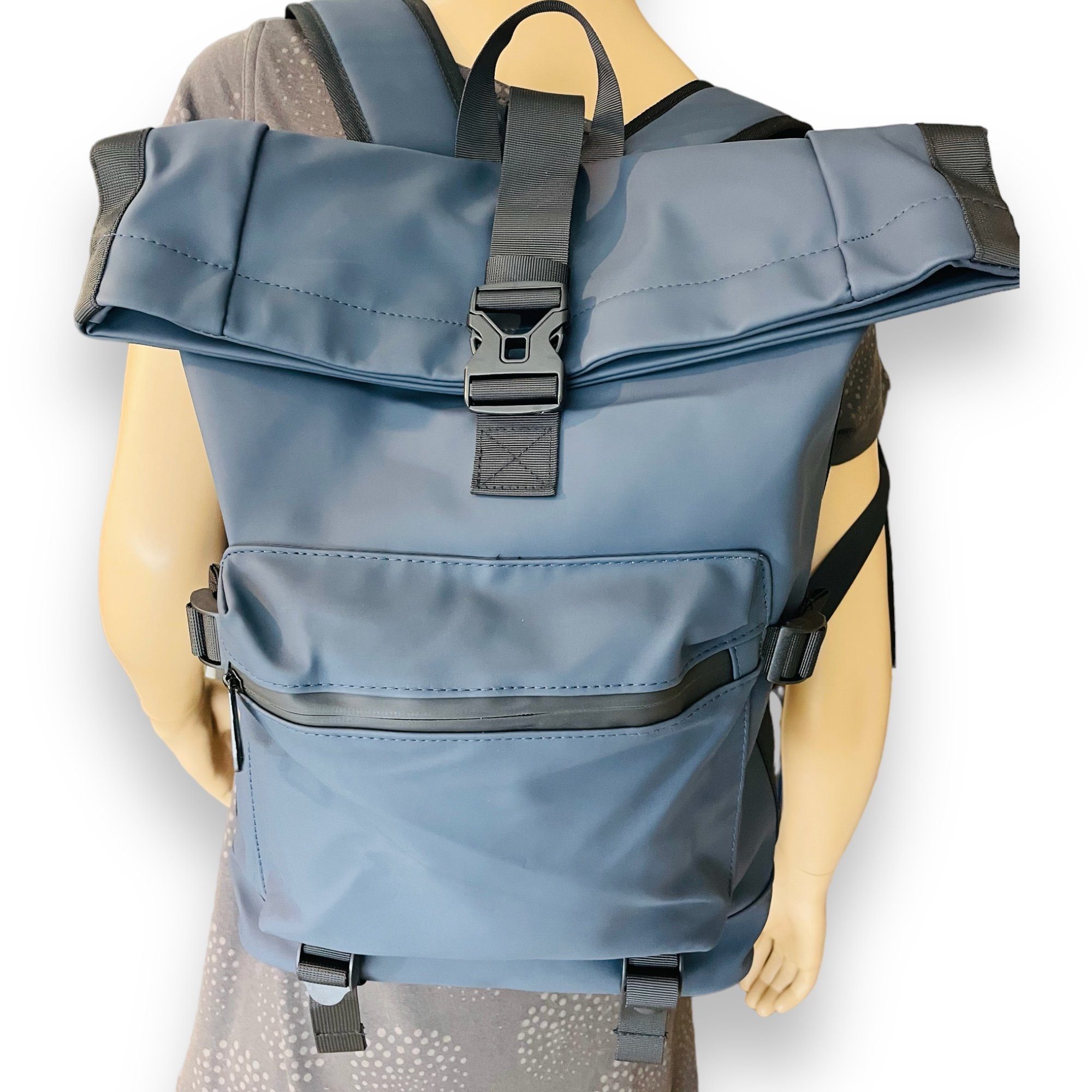 Taschen4life Laptoprucksack Rucksack wasserdicht 9049, Rolltop Backpack, A4 geeignet, Laptopfach, wetterfest