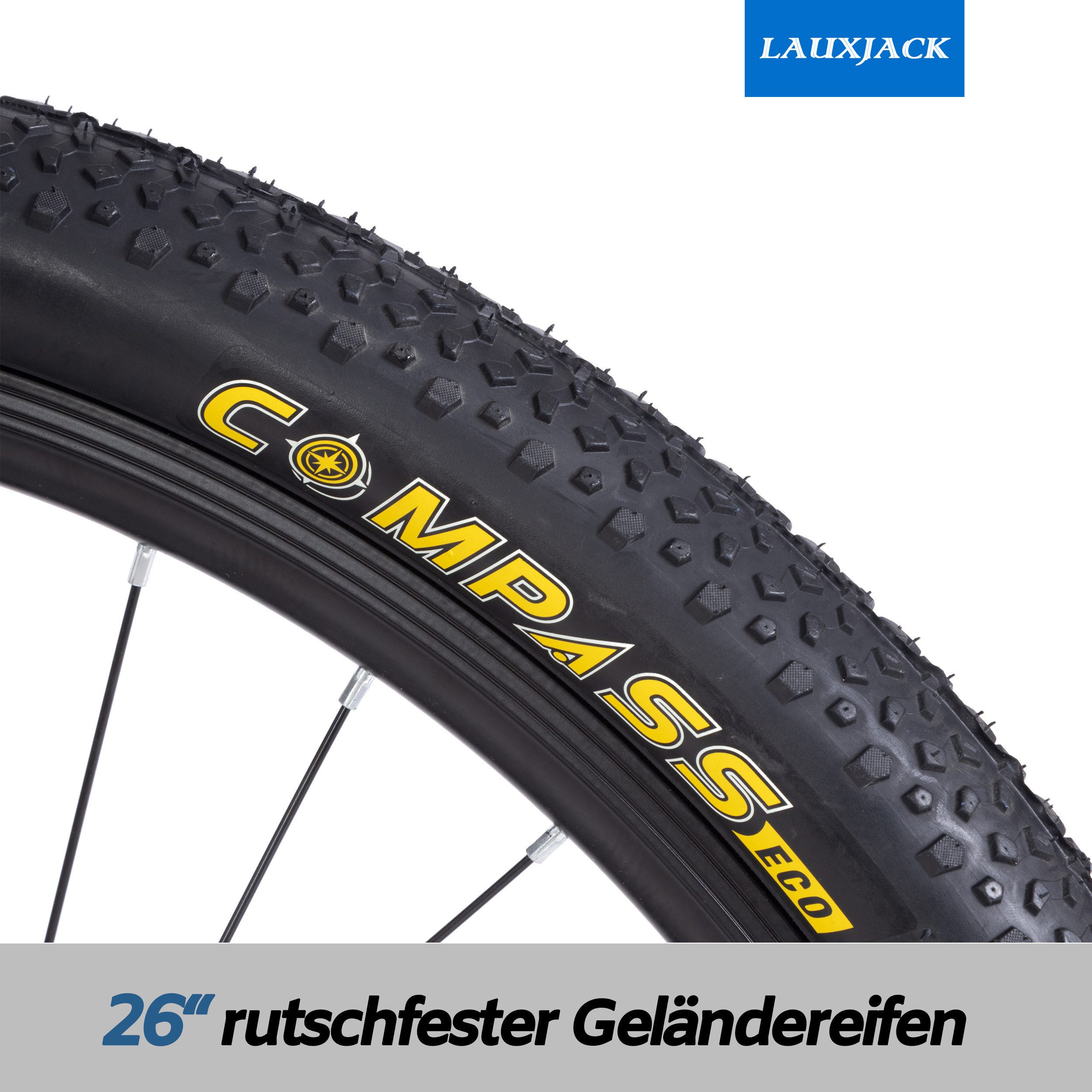 Lauxjack Mountain Bike AX4.0 in 26/28 inch, Shimano, 21-speed Shimano Tourney RD-TY300/200 derailleur, derailleur gears, (set), for men and women 150-185cm, white and blue, MTB for everyday use