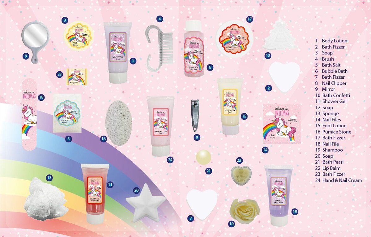 ACCENTRA Adventskalender Accentra Adventskalender EINHORN gefüllt mit Pflege Beautyartikeln
