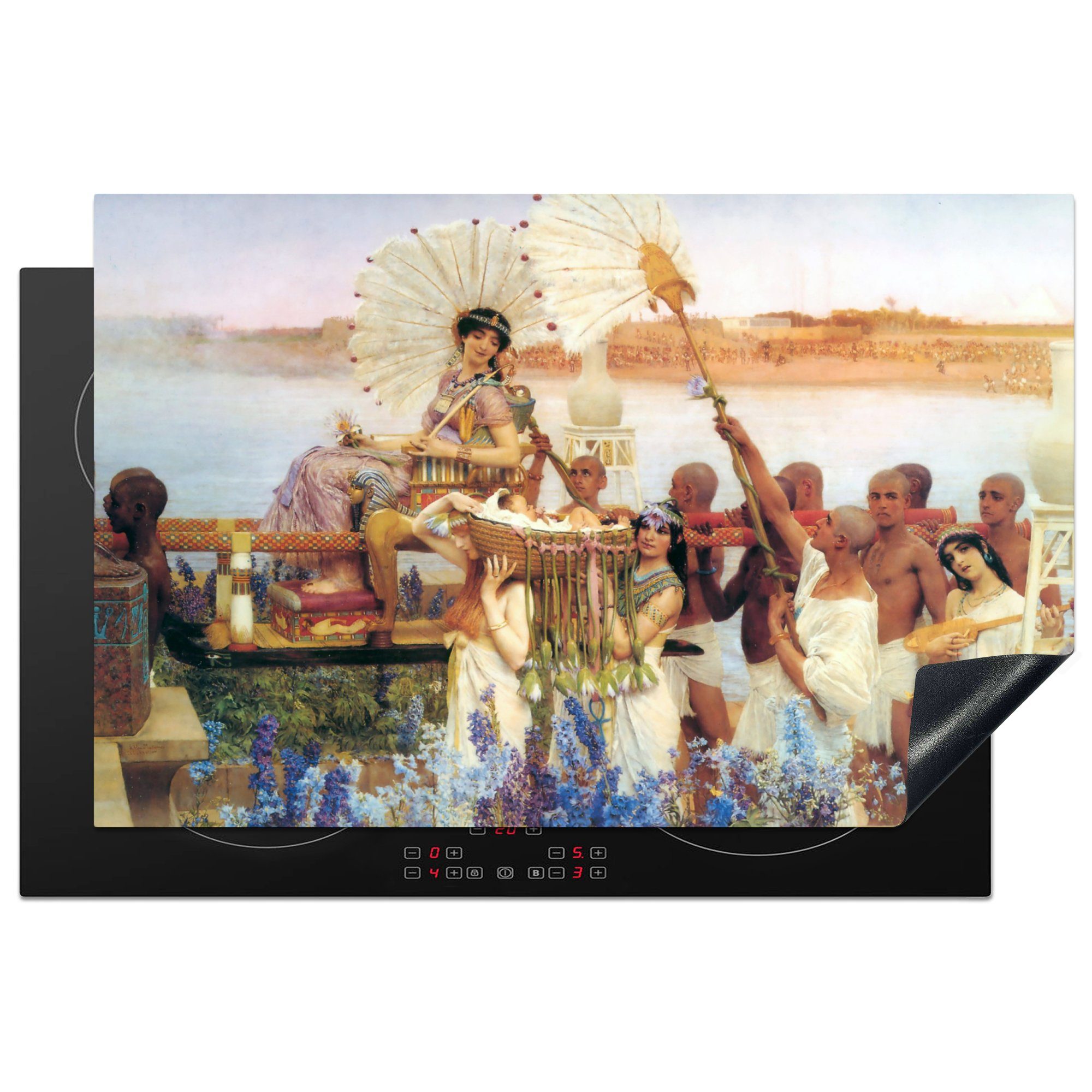 MuchoWow Herdblende-/Abdeckplatte Auf der Suche nach Moses - Lawrence Alma Tadema, Vinyl, (1 tlg), 81x52 cm, Induktionskochfeld Schutz für die küche, Ceranfeldabdeckung