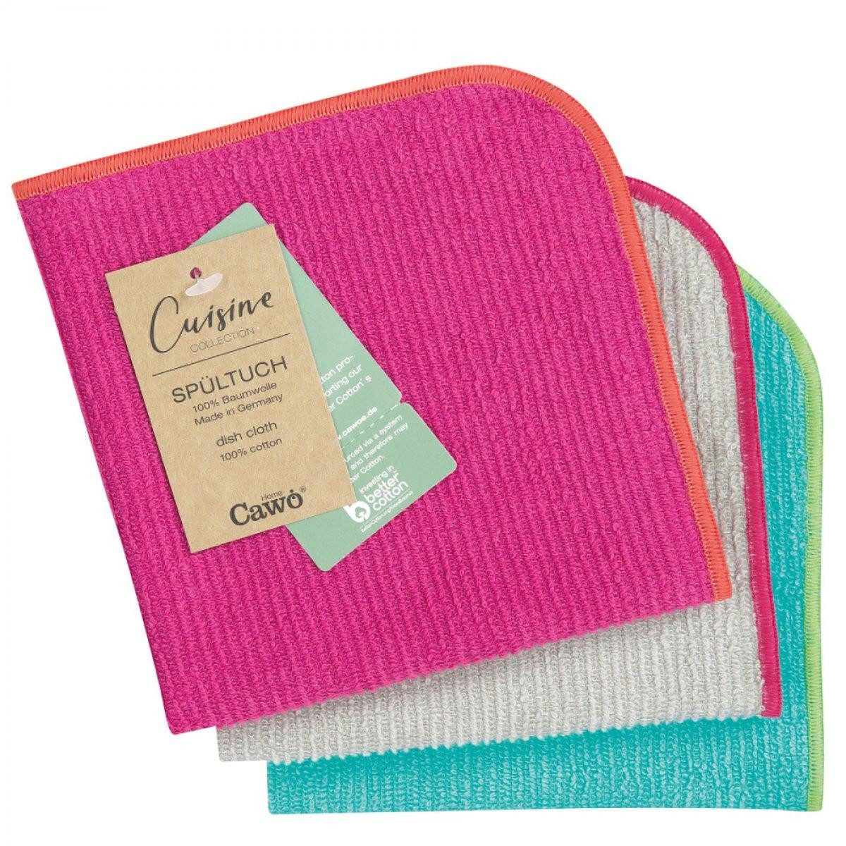Cawö Reinigungsbürste Spültuch Trio Pink / Türkis (30x30 cm) (3-teilig)