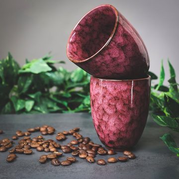 Ganzoo Tasse Kaffee Becher Keramik, Design Kaffee-Tasse ohne Henkel 200ml 2er Set