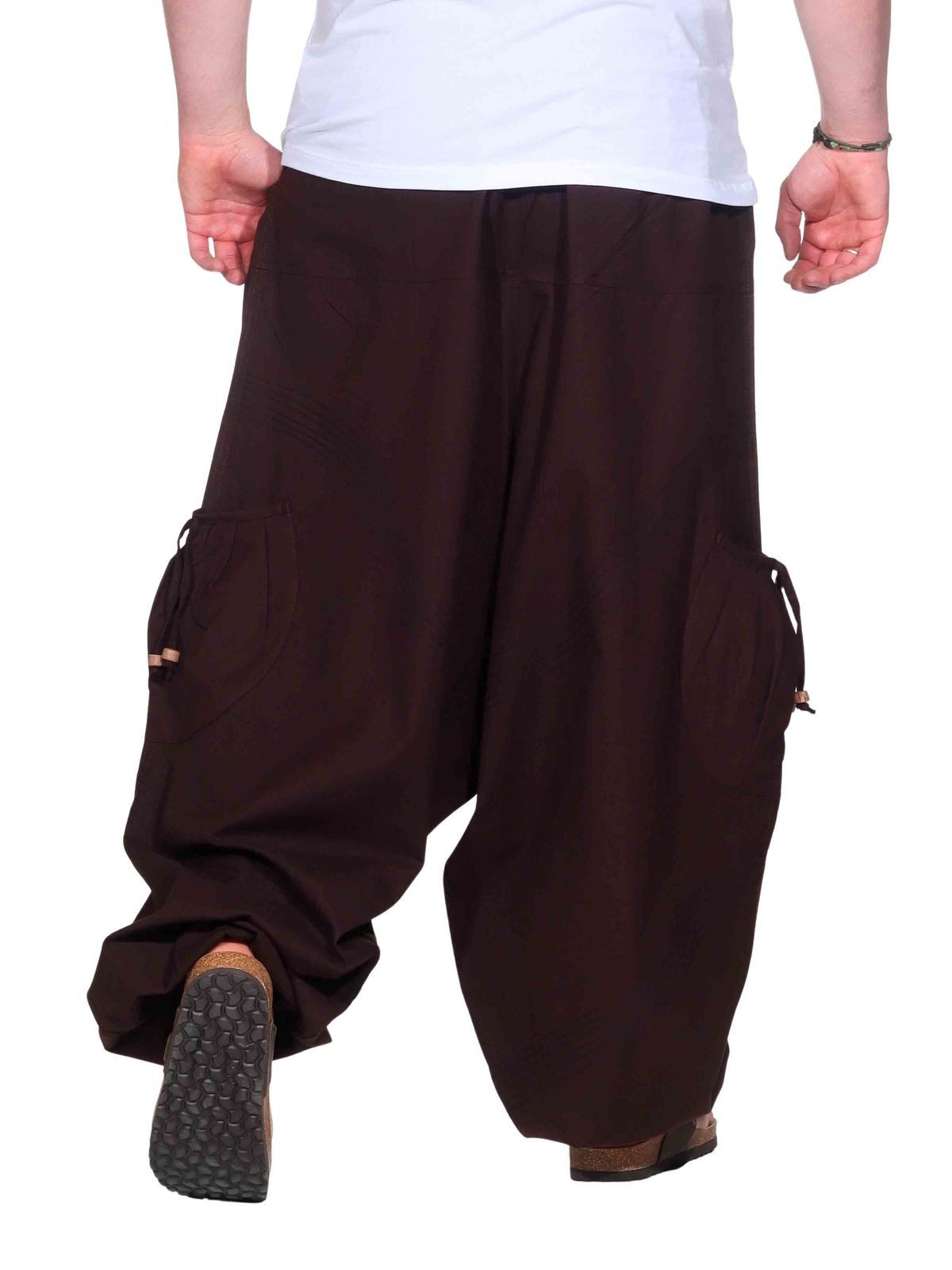 KUNST UND MAGIE Haremshose Haremshose Herren Unisex Baumwolle – Goa Hose mit Taschen Aladinhose