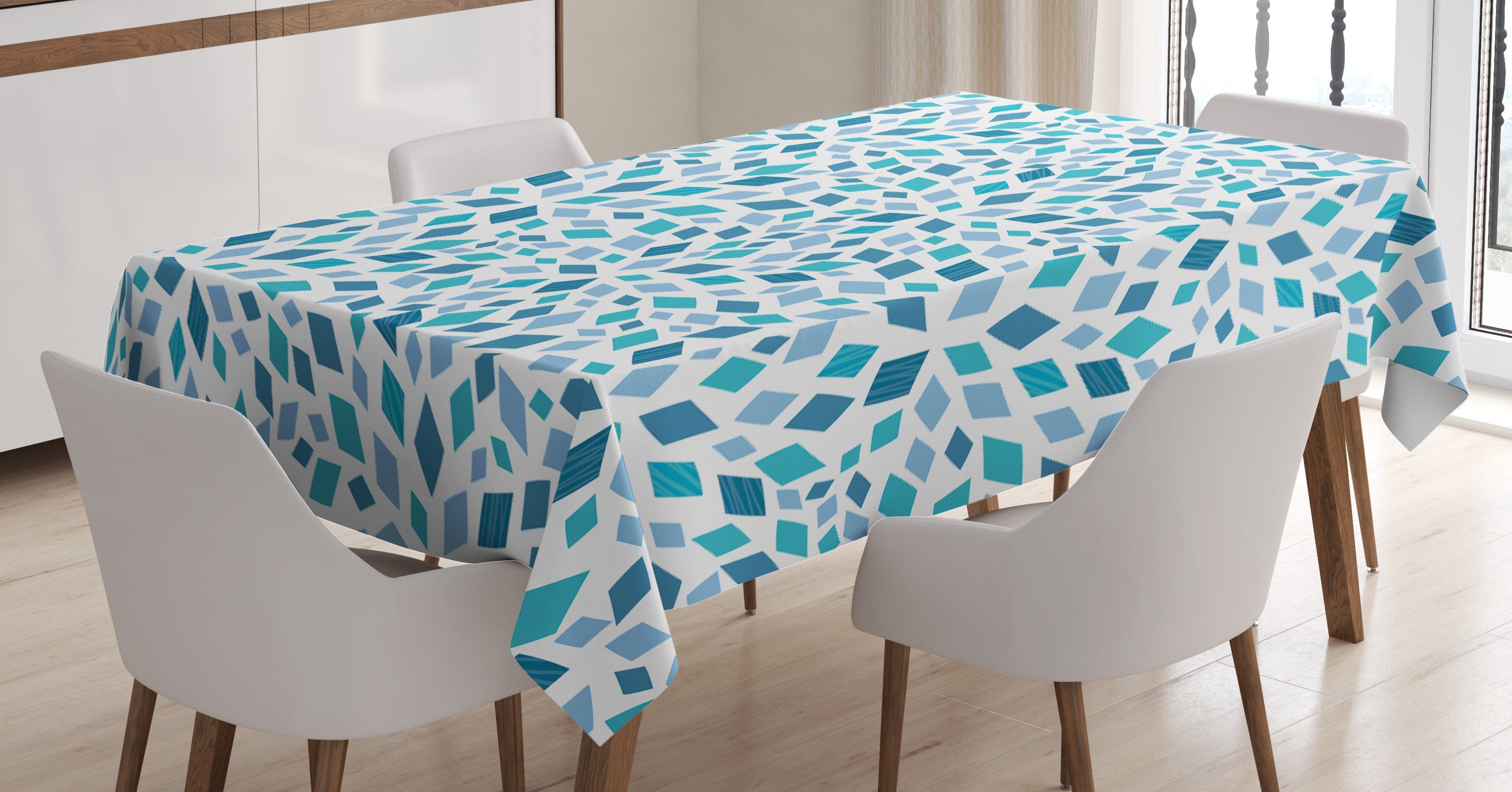 Außen Tönen Abstrakt Mosaik Tischdecke Bereich Klare Farbfest Farben, Abakuhaus Für Waschbar den Abstrakte geeignet blauen