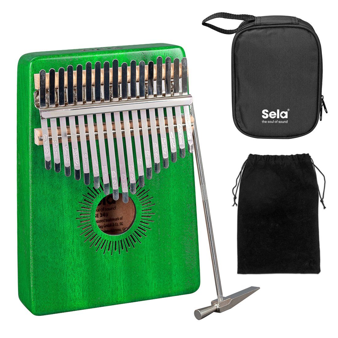 Kalimba Sela SE248 Kalimba Mahagoni 17 Grün